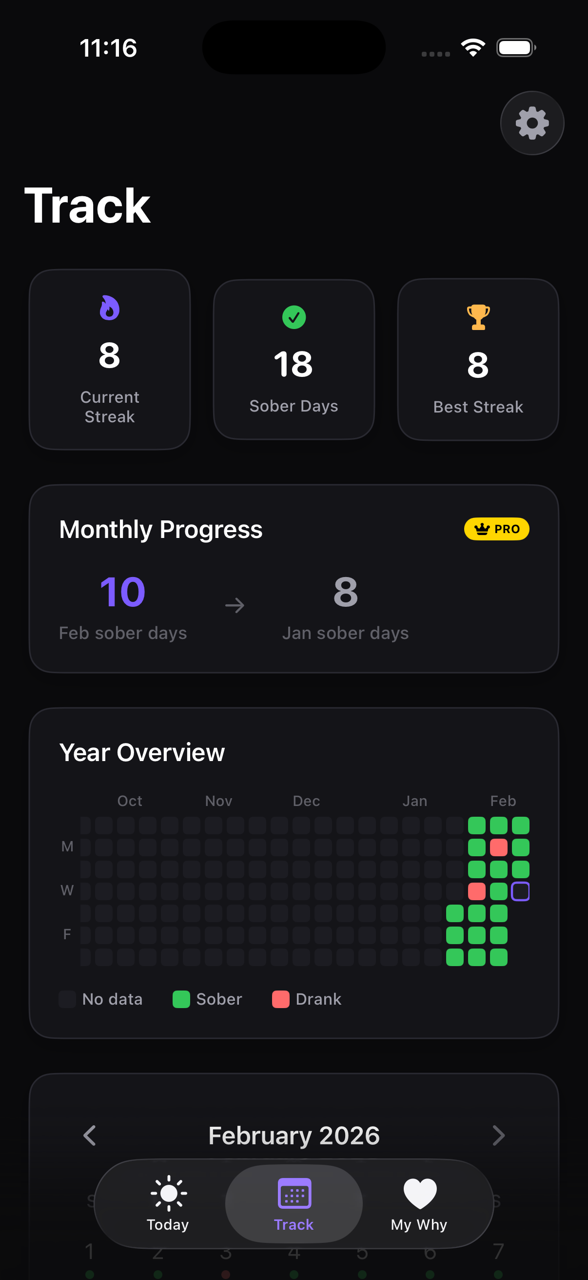 SoberKit Today screen with pledge and streak